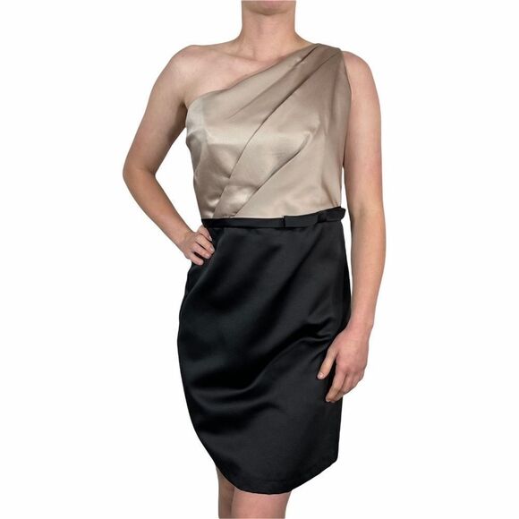 Alfred Angelo One Shoulder Tan and Black Dress - Picture 1 of 8